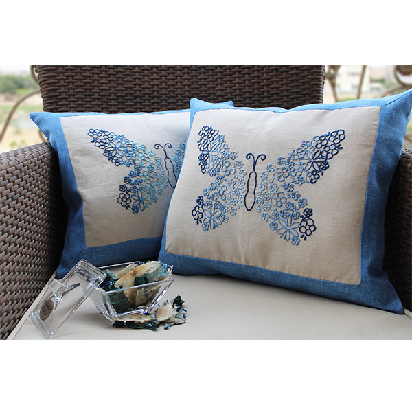 Embroidered Butterfly Cushion